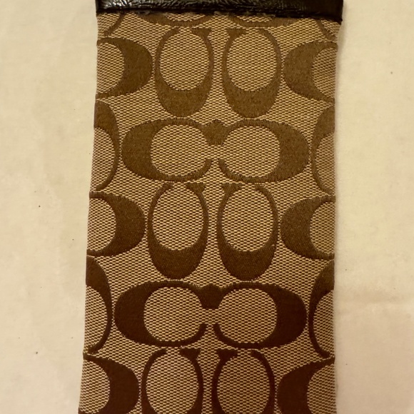 COACH Signature Khaki Brown Fabric Sunglass Case - Picture 2 of 3